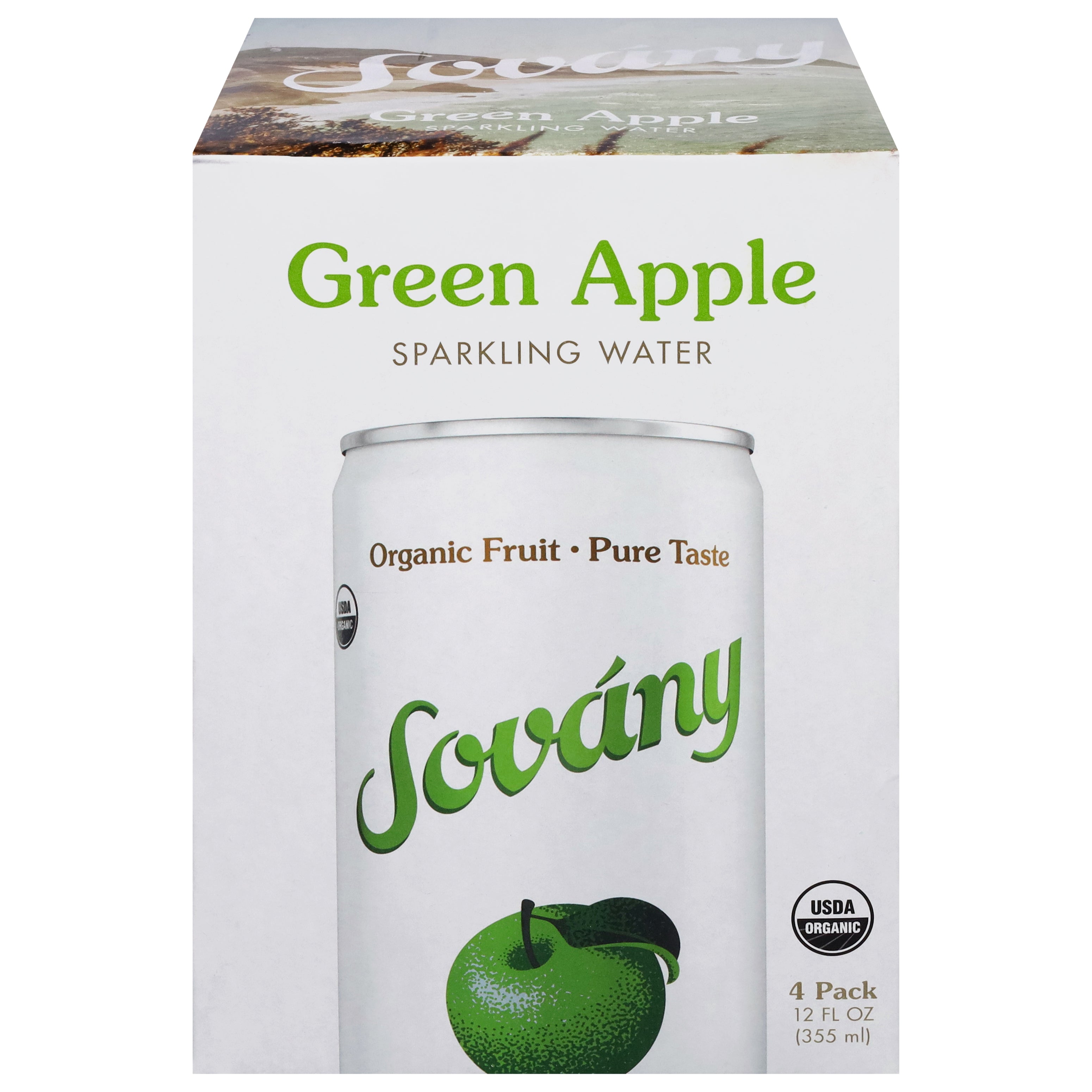 Sovany Green Apple Sparkling Water 4 - 12 fl oz Cans - Case of 6