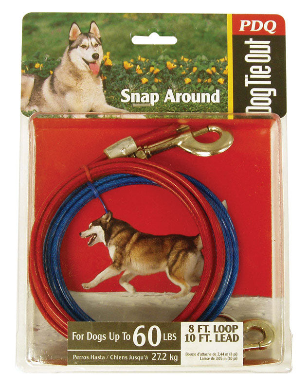 PDQ - PDQ Red Tie-Out Vinyl Coated Cable Dog Tie Out Large [Q251500099]