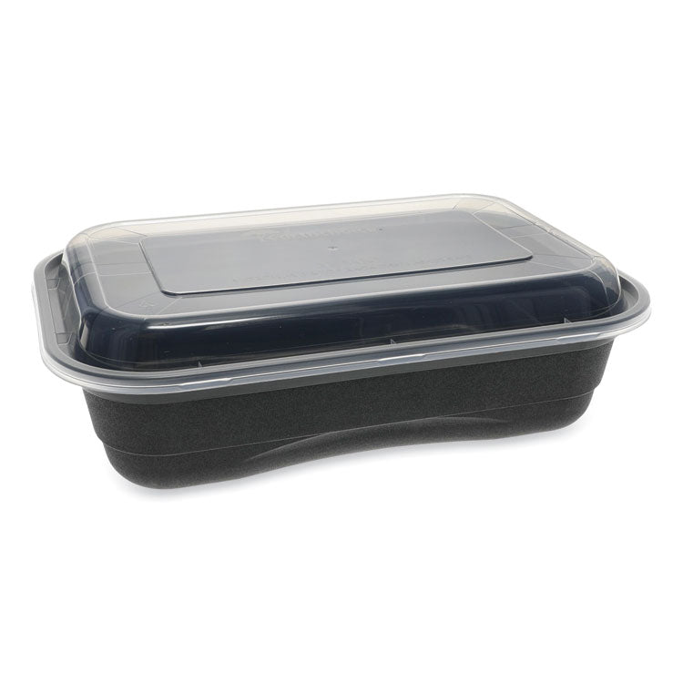 Pactiv Evergreen - EarthChoice Versa2Go Microwaveable Container, 36 oz, 8.4 x 5.6 x 2, Black/Clear, Plastic, 150/Carton