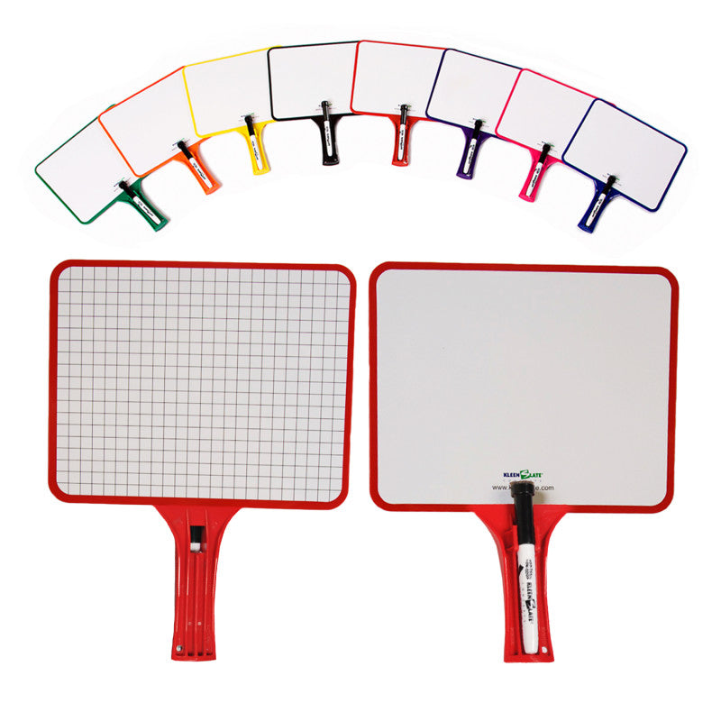 KLEENSLATE - Rectangular Dry Erase Whiteboards with Markers, Blank/Graph Double-Sided, Assorted, Pack of 32