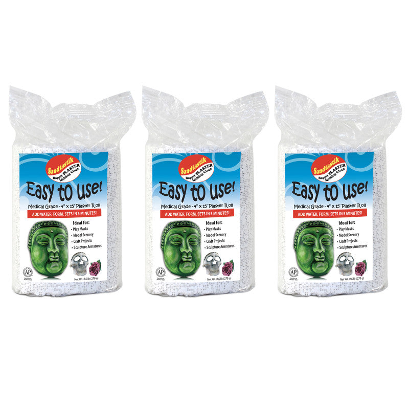 SANDTASTIK - Rappit Plaster Cloth, Medical Grade, 4" x 15' Roll, 3 Rolls