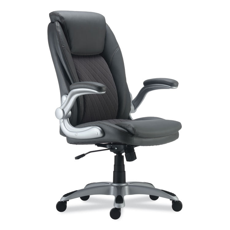 Alera - Alera Leithen Bonded Leather Midback Chair, Supports Up to 275 lb, Gray Seat/Back, Silver Base