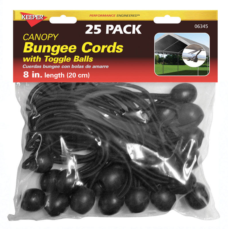 KEEPER - Keeper Black Bungee Ball Cord 8 in. L X 0.315 in. 25 pk [6345]