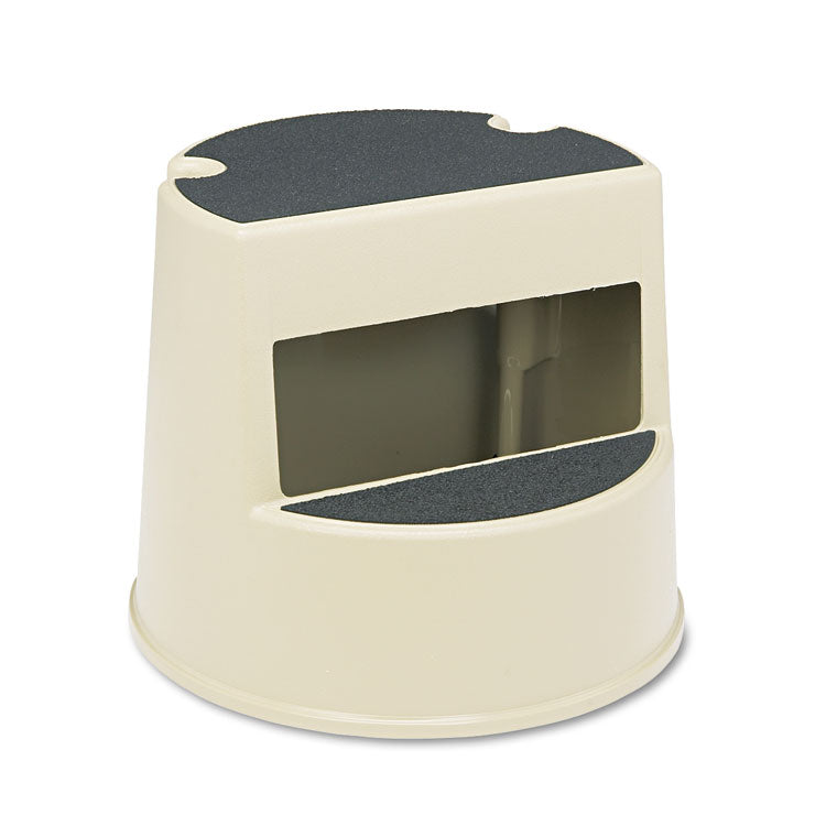 Rubbermaid Commercial - Rolling Step Stool, Curved Design, 2-Step, Retracting Casters, 350 lb Capacity, 16" Diameter x 13.5"h, Beige