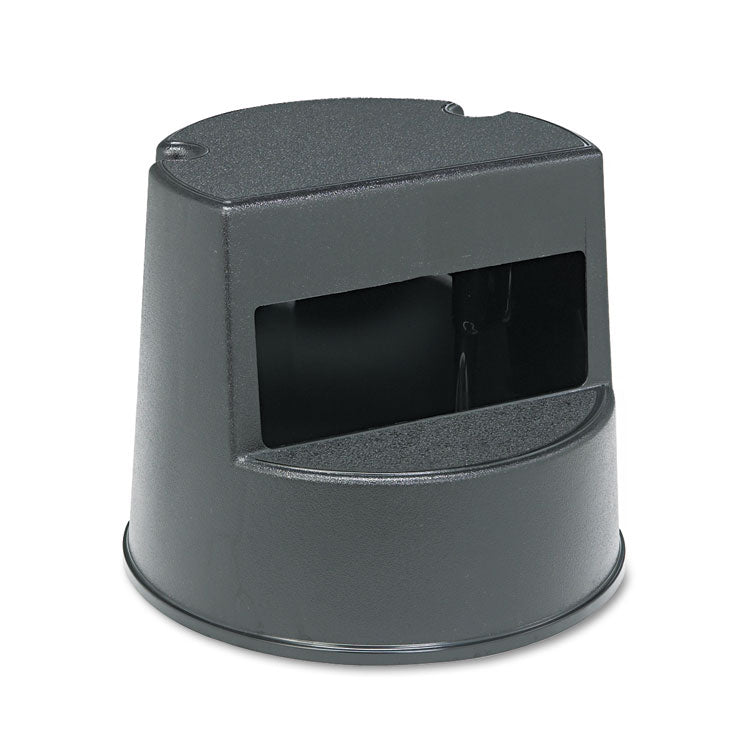 Rubbermaid Commercial - Rolling Step Stool, Curved Design, 2-Step, Retracting Casters, 350 lb Capacity, 16" Diameter x 13.5"h, Black