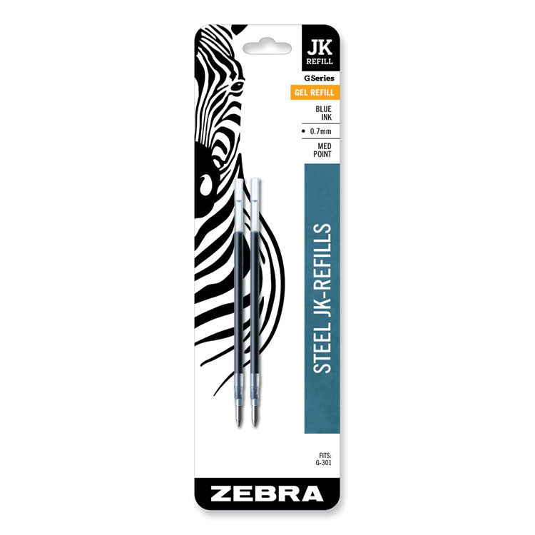 Zebra - Refill for Zebra JK G-301 Gel Rollerball Pens, Medium Conical Tip, Blue Ink, 2/Pack