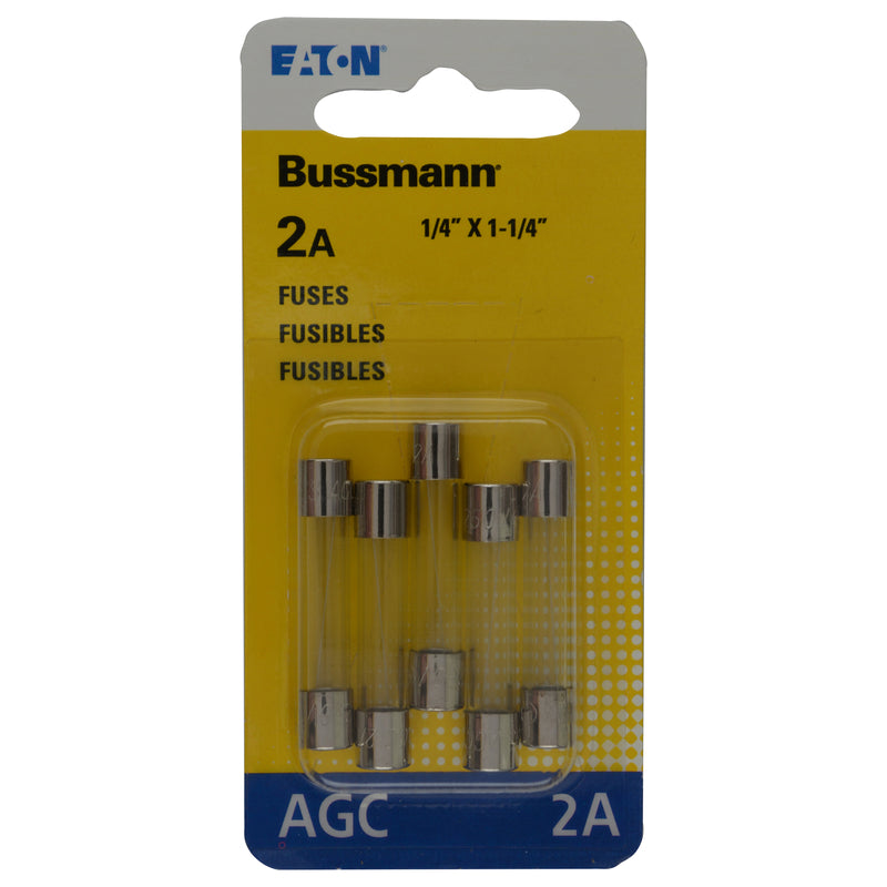 BUSS - Bussmann 2 amps AGC Clear Glass Tube Fuse 5 pk - Case of 5