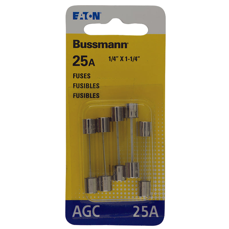 BUSS - Bussmann 25 amps AGC Clear Glass Tube Fuse 5 pk - Case of 5