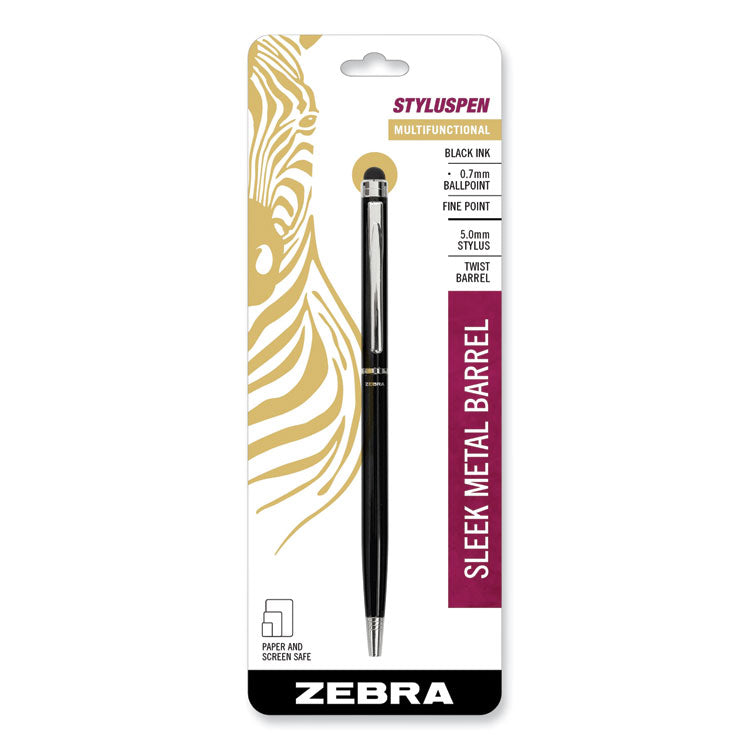Zebra - StylusPen Twist Ballpoint Pen/Stylus, Black