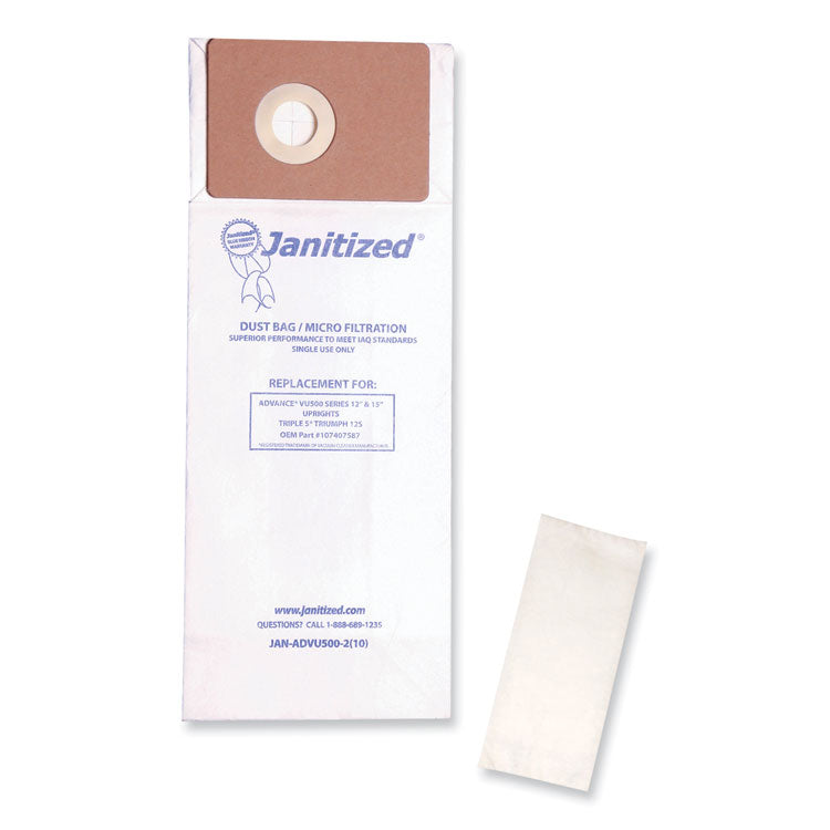 Janitized - Vacuum Filter Bags Designed to Fit Advance VU500/Triple S Triumph, 100/Carton