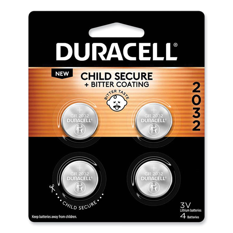 Duracell - Lithium Coin Batteries With Bitterant, 2032, 4/Pack