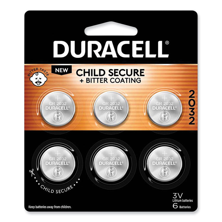 Duracell - Lithium Coin Batteries With Bitterant, 2032, 6/Pack