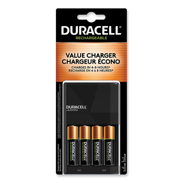 Duracell - ION SPEED 1000 Advanced Charger, For AA and AAA, Includes 4 AA NiMH Batteries