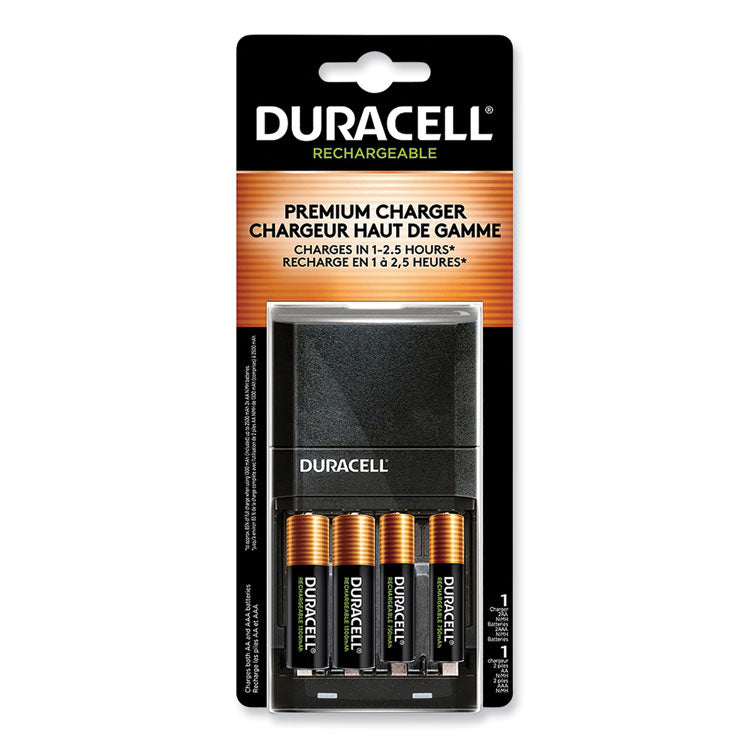 Duracell - ION SPEED 4000 Hi-Performance Charger, Includes 2 AA and 2 AAA NiMH Batteries