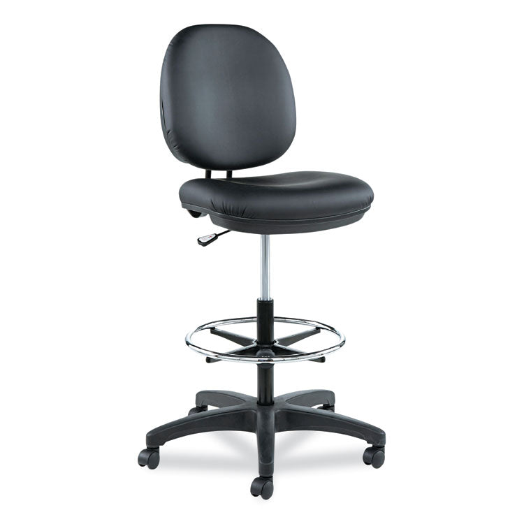 Alera - Alera Interval Series Swivel Task Stool, Supports Up to 275 lb, 23.93" to 34.53" Seat Height, Black Faux Leather