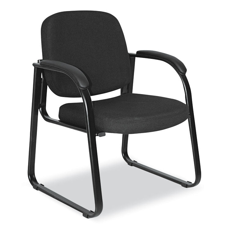 Alera - Alera Genaro Series Fabric Half-Back Sled Base Guest Chair, 25" x 24.80" x 33.66", Black Seat, Black Back, Black Base