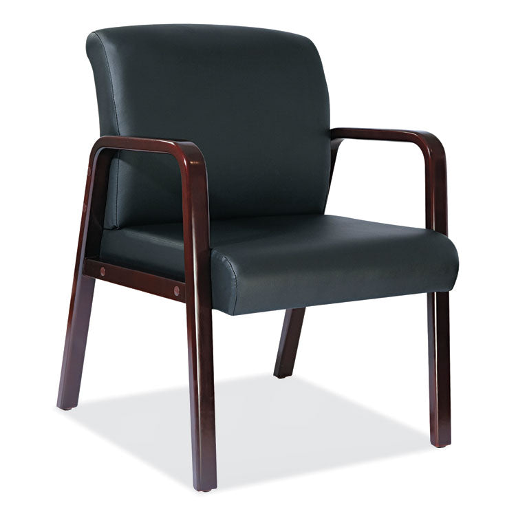 Alera - Alera Reception Lounge WL Series Guest Chair, 24.21" x 24.8" x 32.67", Black Seat, Black Back, Mahogany Base