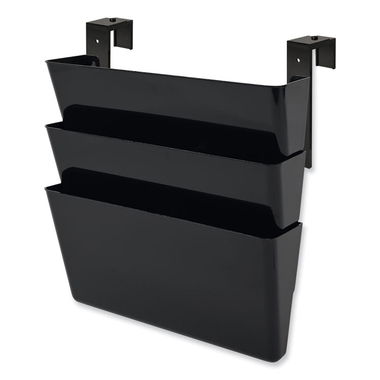 deflecto - DocuPocket Stackable Three-Pocket Partition Wall File, 3 Sections, Letter Size, 13" x 4", Black