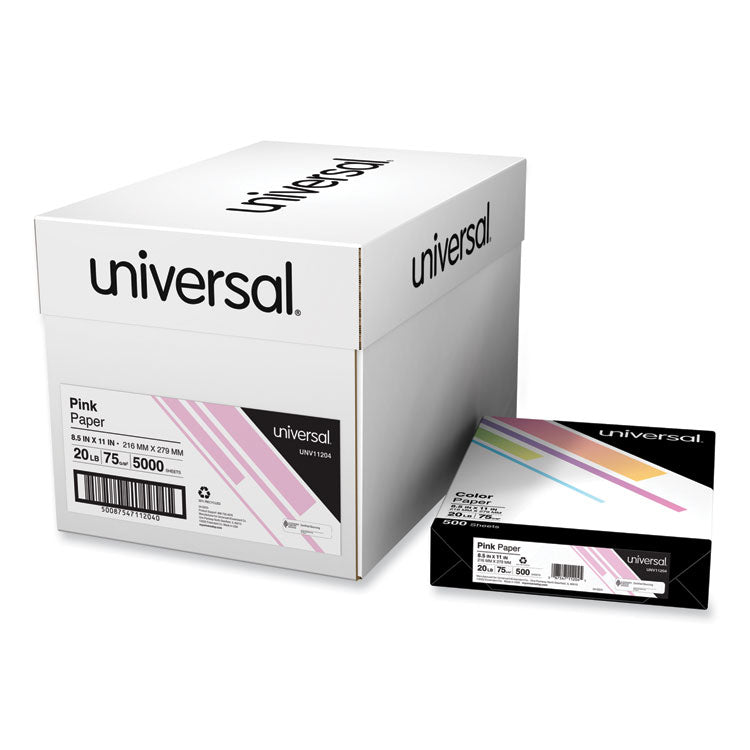 Universal - Deluxe Colored Paper, 20 lb Bond Weight, 8.5 x 11, Pink, 500/Ream