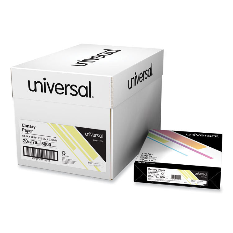 Universal - Deluxe Colored Paper, 20 lb Bond Weight, 8.5 x 11, Canary, 500/Ream