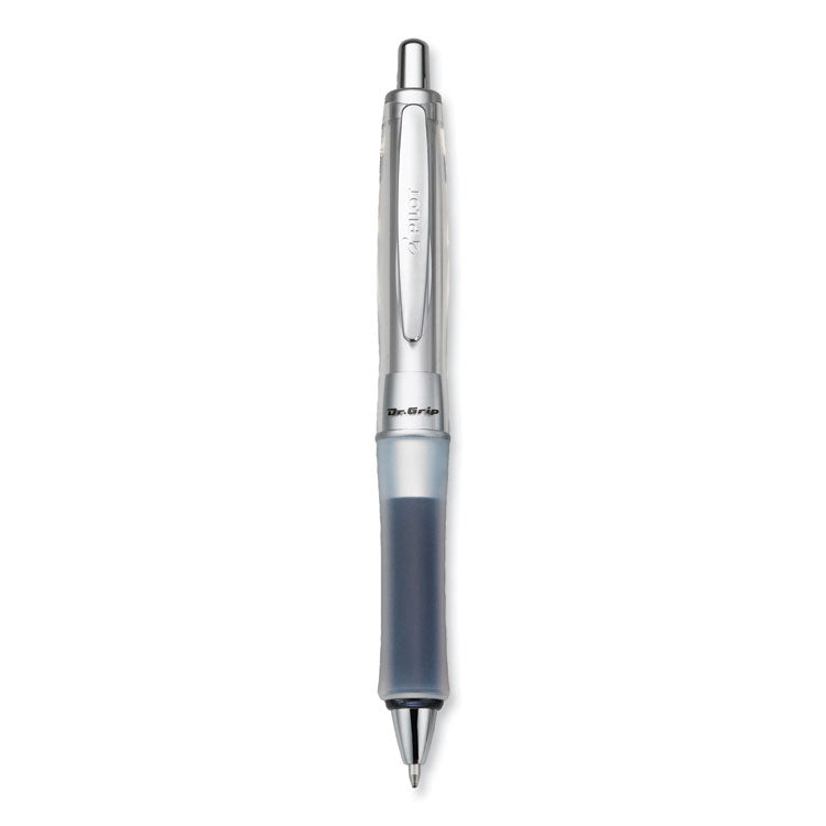 Pilot - Dr. Grip Center of Gravity Ballpoint Pen, Retractable, Medium 1 mm, Black Ink, Silver/Charcoal Grip Barrel