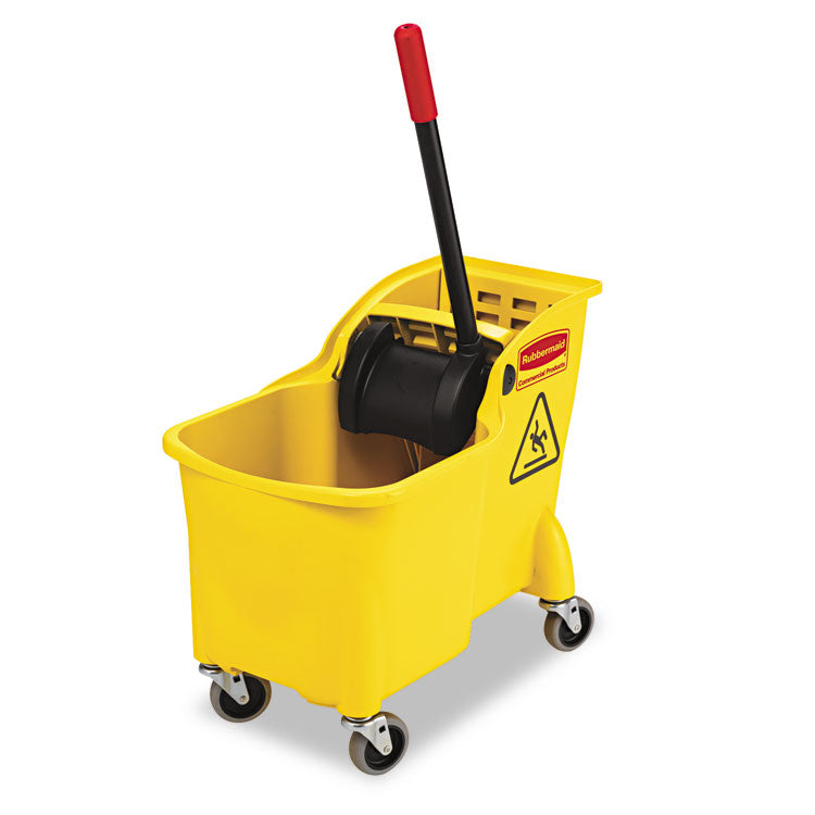 Rubbermaid Commercial - Tandem 31-Quart Bucket/Wringer Combo, Reverse, Yellow