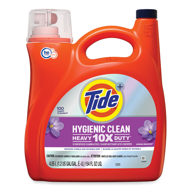 Tide - Hygienic Clean Heavy 10x Duty Liquid Laundry Detergent, Spring Meadow, 154 oz Bottle, 4/Carton