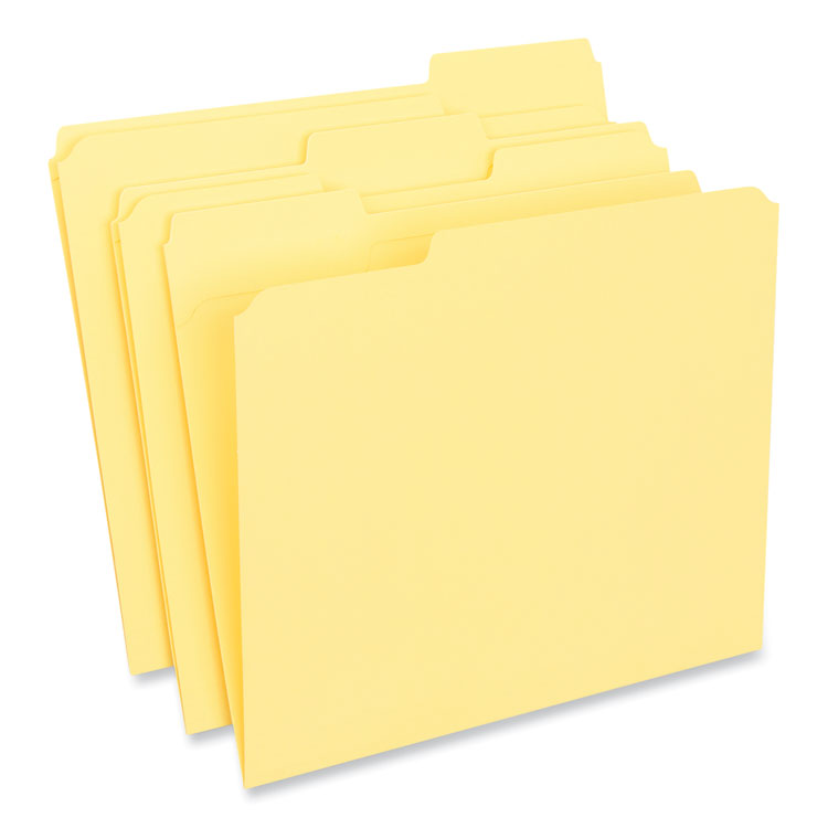 Universal - Reinforced Top-Tab File Folders, 1/3-Cut Tabs: Assorted, Letter Size, 1" Expansion, Yellow, 100/Box