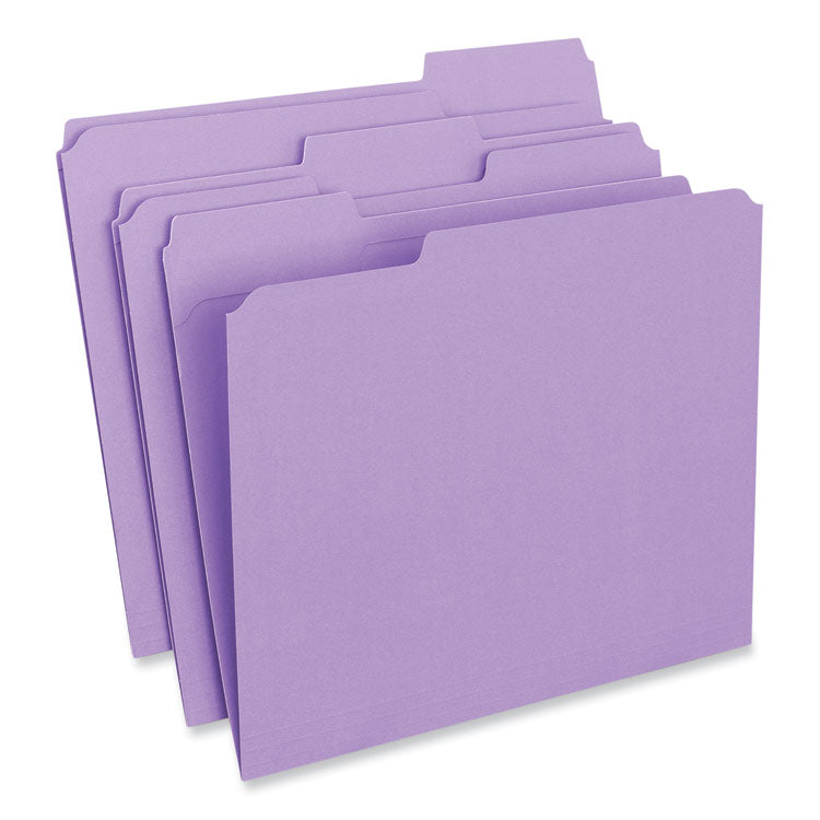 Universal - Reinforced Top-Tab File Folders, 1/3-Cut Tabs: Assorted, Letter Size, 1" Expansion, Violet, 100/Box