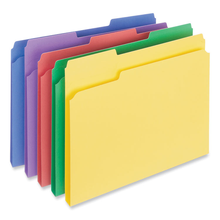 Universal - Reinforced Top-Tab File Folders, 1/3-Cut Tabs: Assorted, Letter Size, 1" Expansion, Assorted Colors, 100/Box