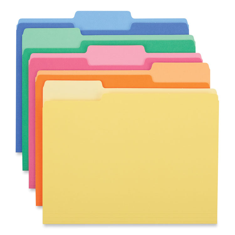 Universal - Deluxe Heavyweight File Folders, 1/3-Cut Tabs: Assorted, Letter Size, 0.75" Expansion, Assorted Colors, 50/Box