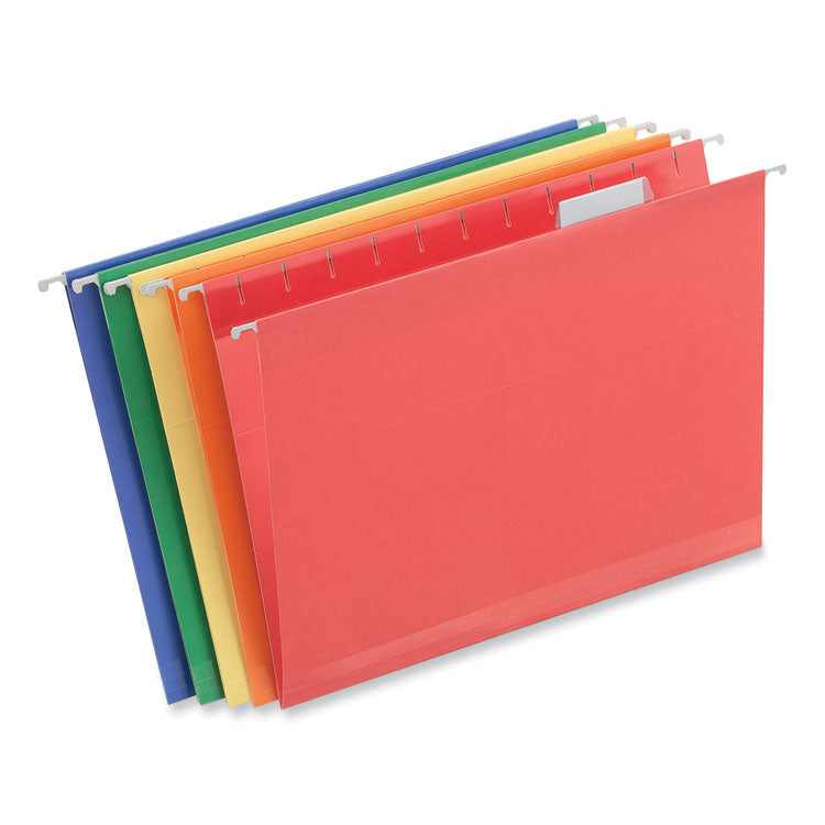 Universal - Deluxe Reinforced Recycled Hanging File Folders, Letter Size, 1/5-Cut Tabs, Assorted, 25/Box