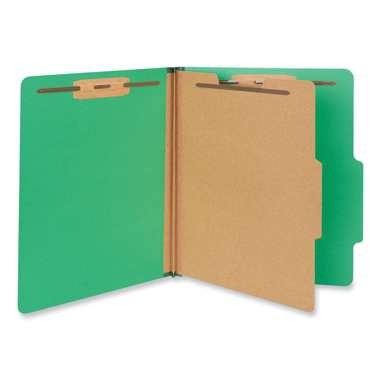 Universal - Bright Colored Pressboard Classification Folders, 1 Divider, Letter Size, Emerald Green, 10/Box