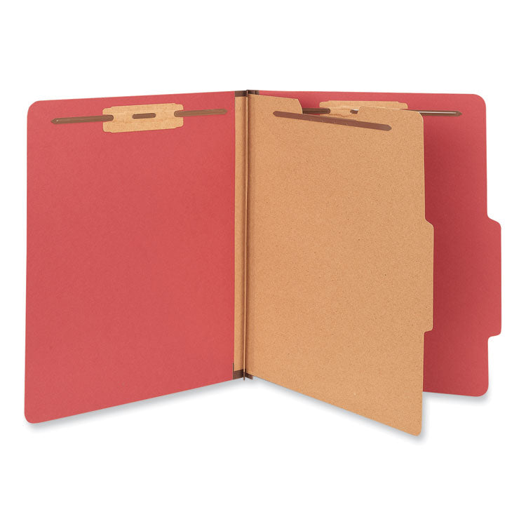 Universal - Bright Colored Pressboard Classification Folders, 1 Divider, Letter Size, Ruby Red, 10/Box