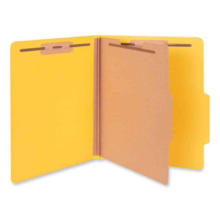 Universal - Bright Colored Pressboard Classification Folders, 1 Divider, Letter Size, Yellow, 10/Box