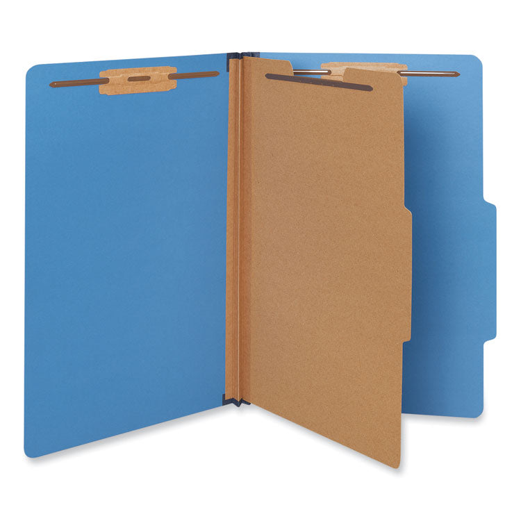 Universal - Bright Colored Pressboard Classification Folders, 1 Divider, Legal Size, Cobalt Blue, 10/Box