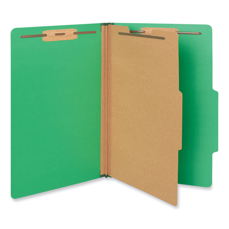 Universal - Bright Colored Pressboard Classification Folders, 1 Divider, Legal Size, Emerald Green, 10/Box