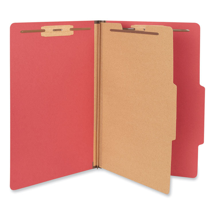 Universal - Bright Colored Pressboard Classification Folders, 1 Divider, Legal Size, Ruby Red, 10/Box