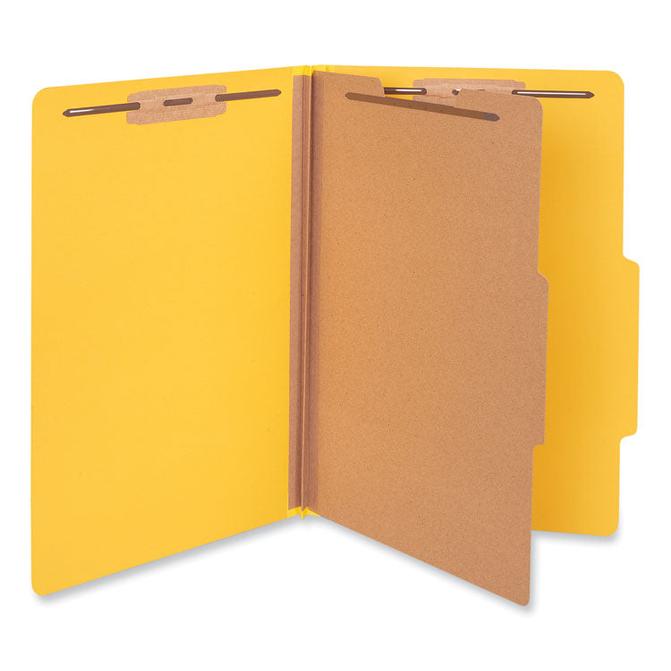 Universal - Bright Colored Pressboard Classification Folders, 1 Divider, Legal Size, Yellow, 10/Box