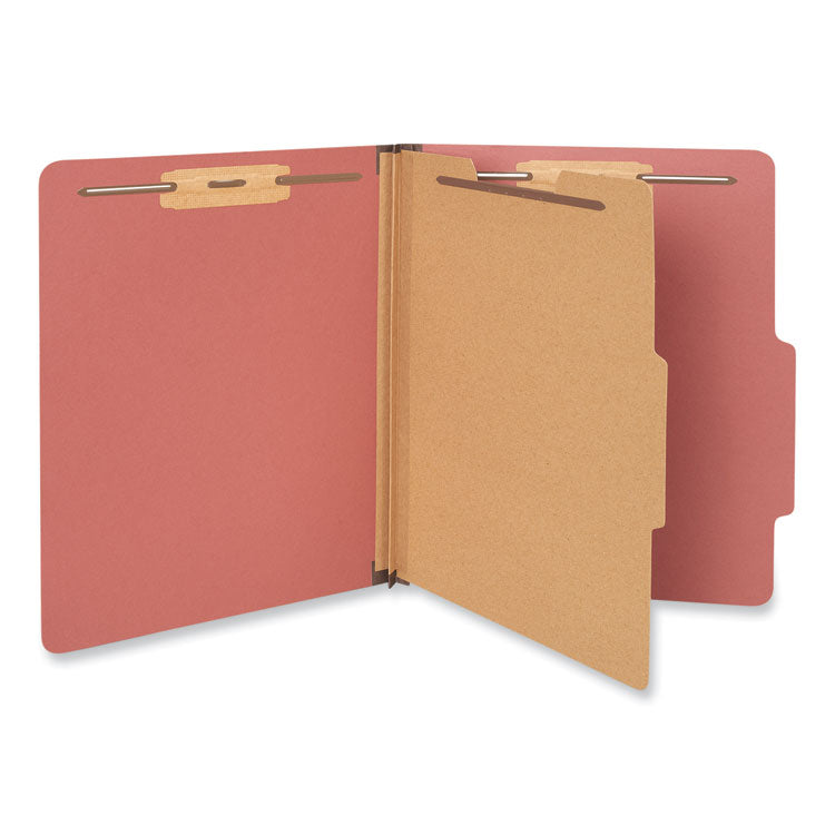 Universal - Four-Section Pressboard Classification Folders, 1 Divider, Letter Size, Red, 10/Box