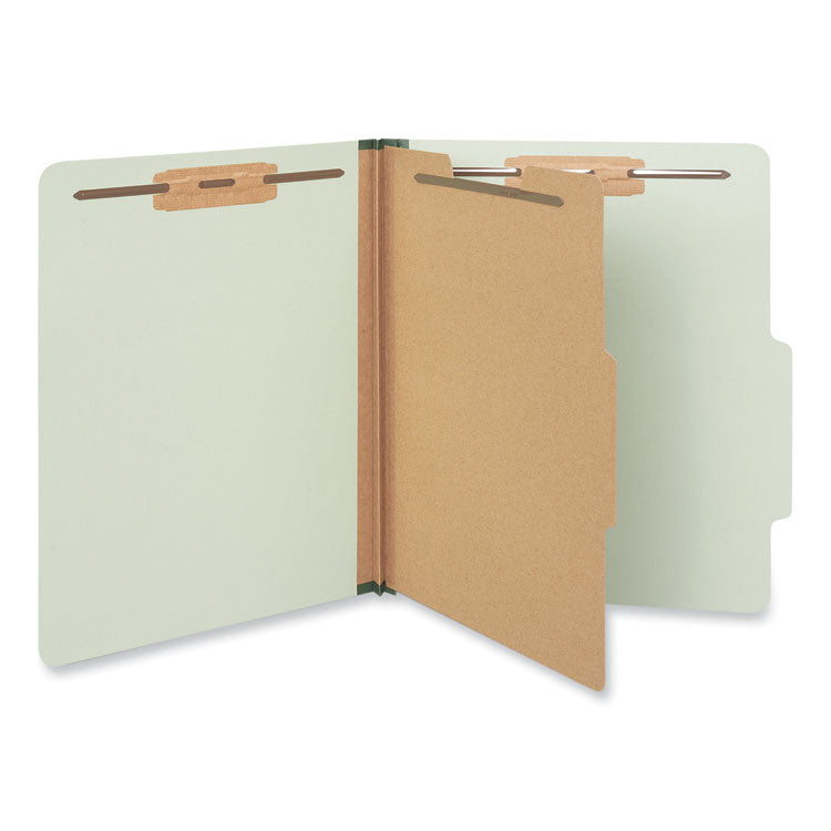 Universal - Four-Section Pressboard Classification Folders, 1 Divider, Letter Size, Green, 10/Box