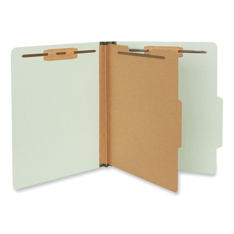 Universal - Four-Section Pressboard Classification Folders, 1 Divider, Letter Size, Gray-Green, 10/Box