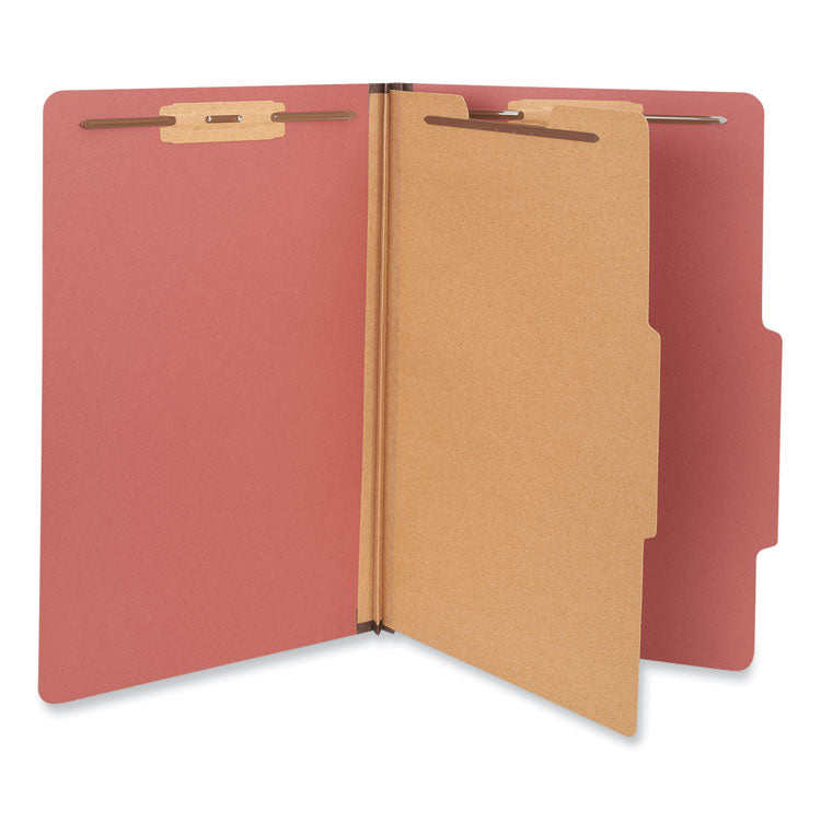 Universal - Four-Section Pressboard Classification Folders, 1 Divider, Legal Size, Red, 10/Box