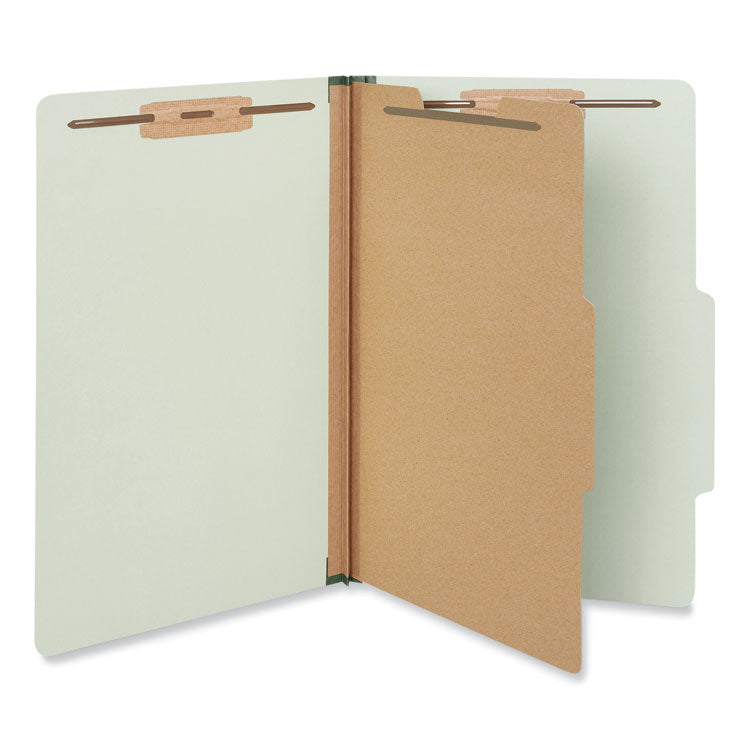 Universal - Four-Section Pressboard Classification Folders, 1 Divider, Legal Size, Green, 10/Box