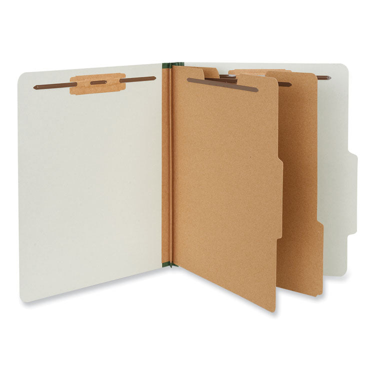 Universal - Six--Section Pressboard Classification Folders, 2 Dividers, Letter Size, Gray, 10/Box