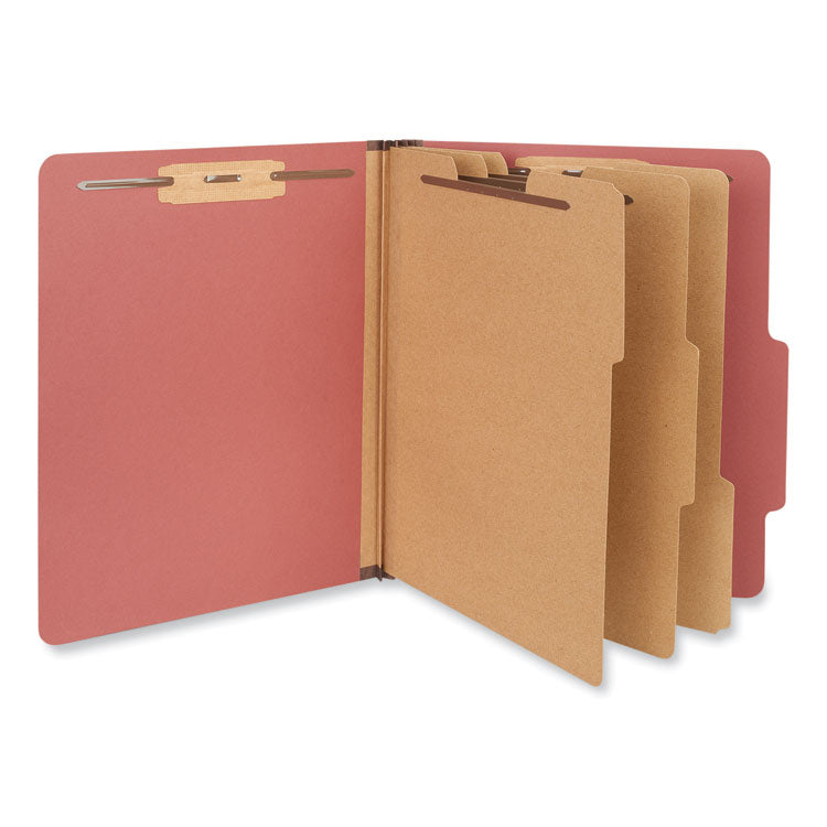 Universal - Eight-Section Pressboard Classification Folders, 3 Dividers, Letter Size, Red, 10/Box