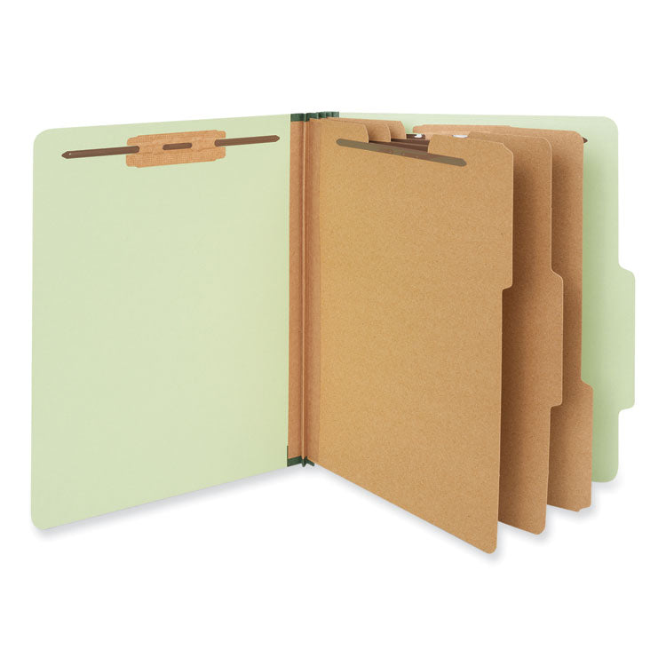 Universal - Eight-Section Pressboard Classification Folders, 3 Dividers, Letter Size, Green, 10/Box