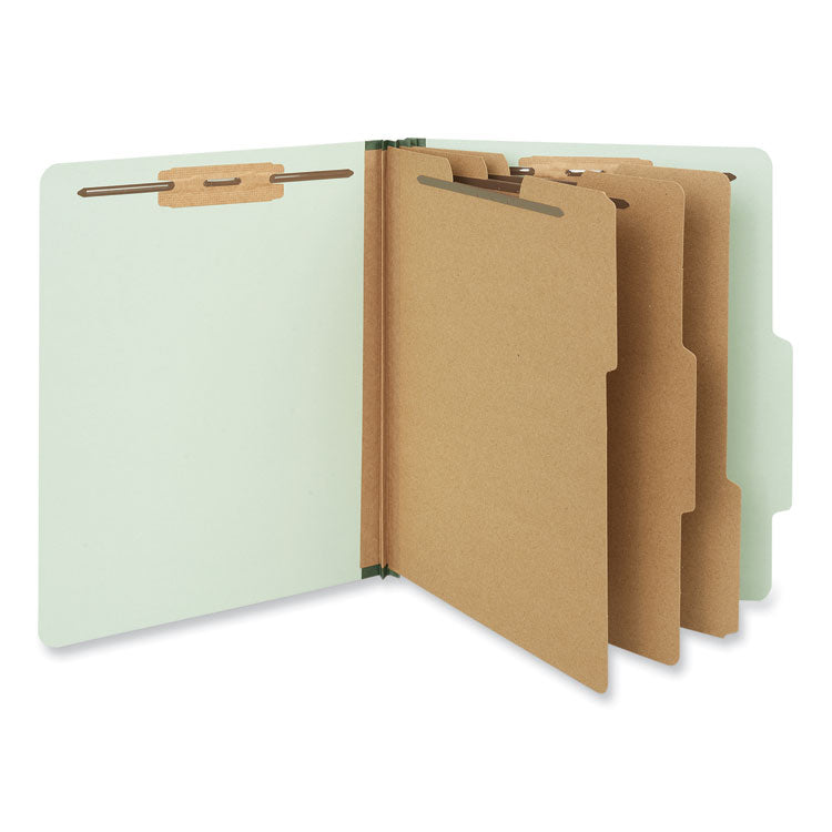 Universal - Eight-Section Pressboard Classification Folders, 3 Dividers, Letter Size, Gray-Green, 10/Box