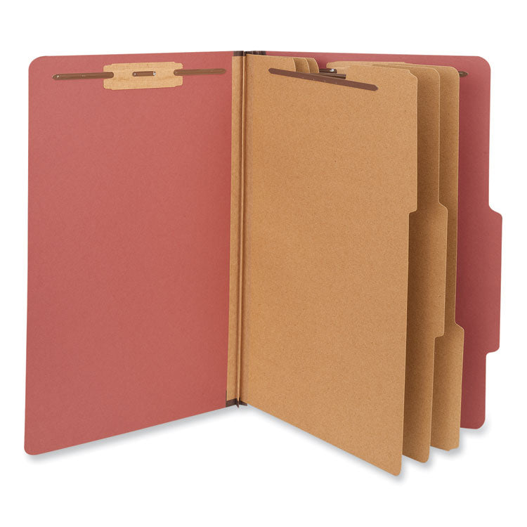 Universal - Eight-Section Pressboard Classification Folders, 3 Dividers, Legal Size, Red, 10/Box