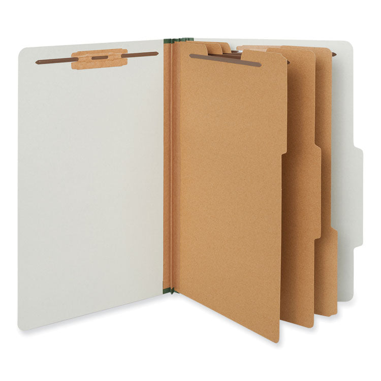 Universal - Eight-Section Pressboard Classification Folders, 3 Dividers, Legal Size, Gray, 10/Box